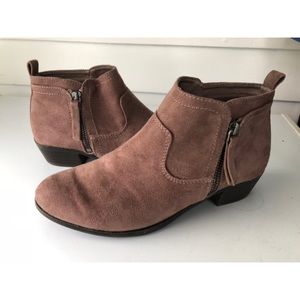 Taupe suede ankle boots